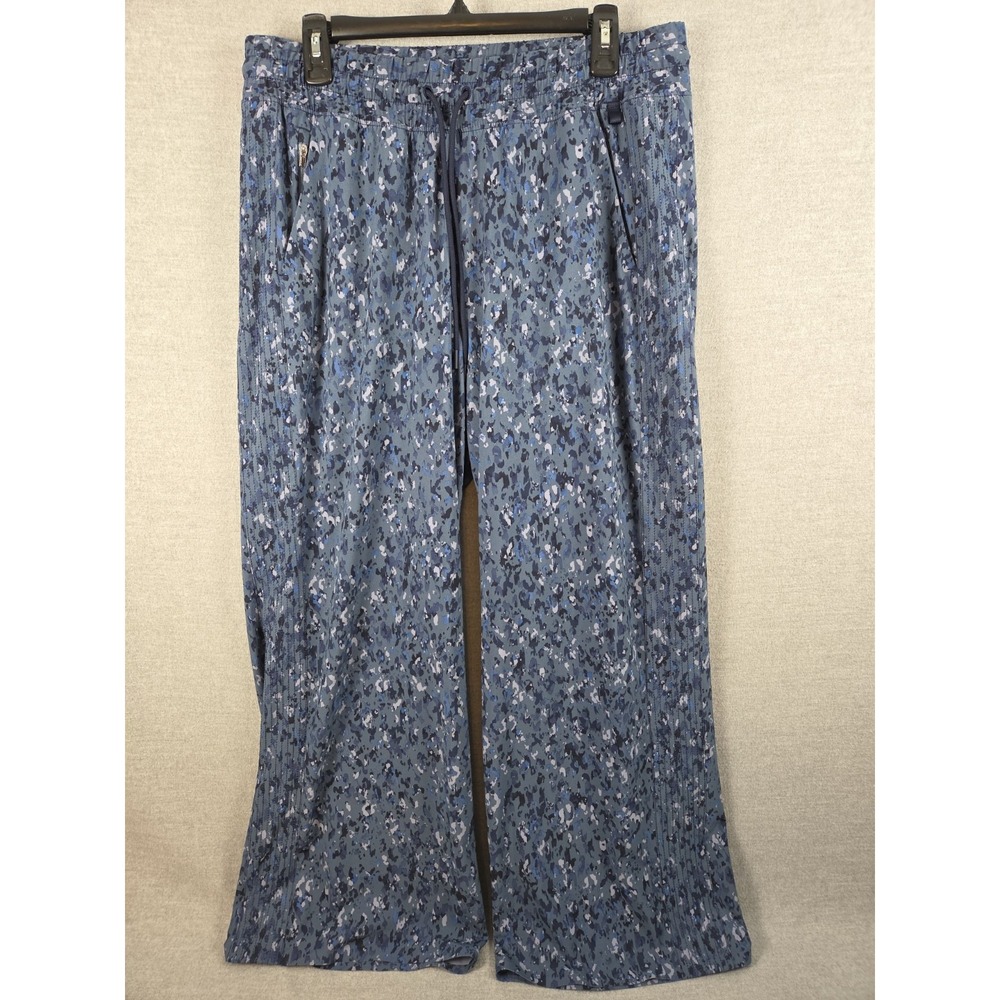 Athleta Avenue Athleisure 14 Tall Chic Style Wide Leg High Rise Crop Pants Blue